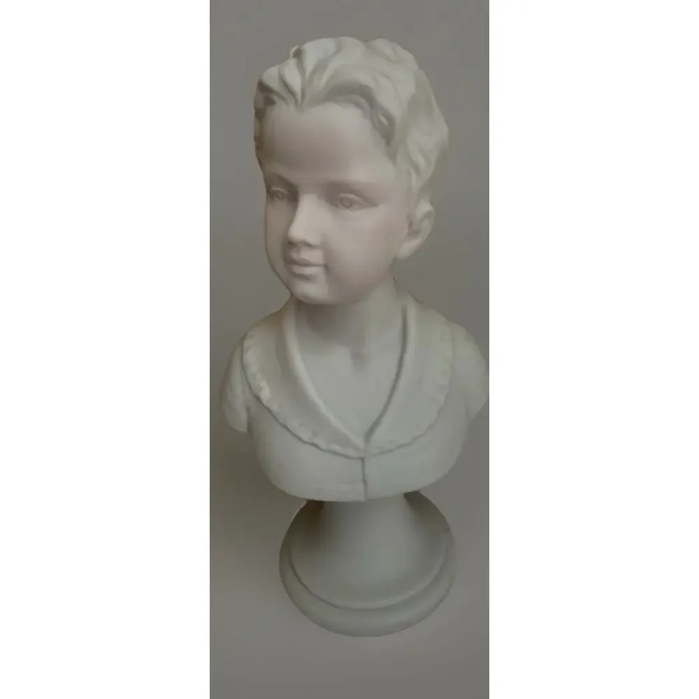 Vintage Napco White Ceramic Boy and Girl Bust Figurines Sculptures 6.75”